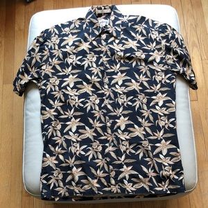 Campia mens shorts sleeve Hawaiian black/tan shirt